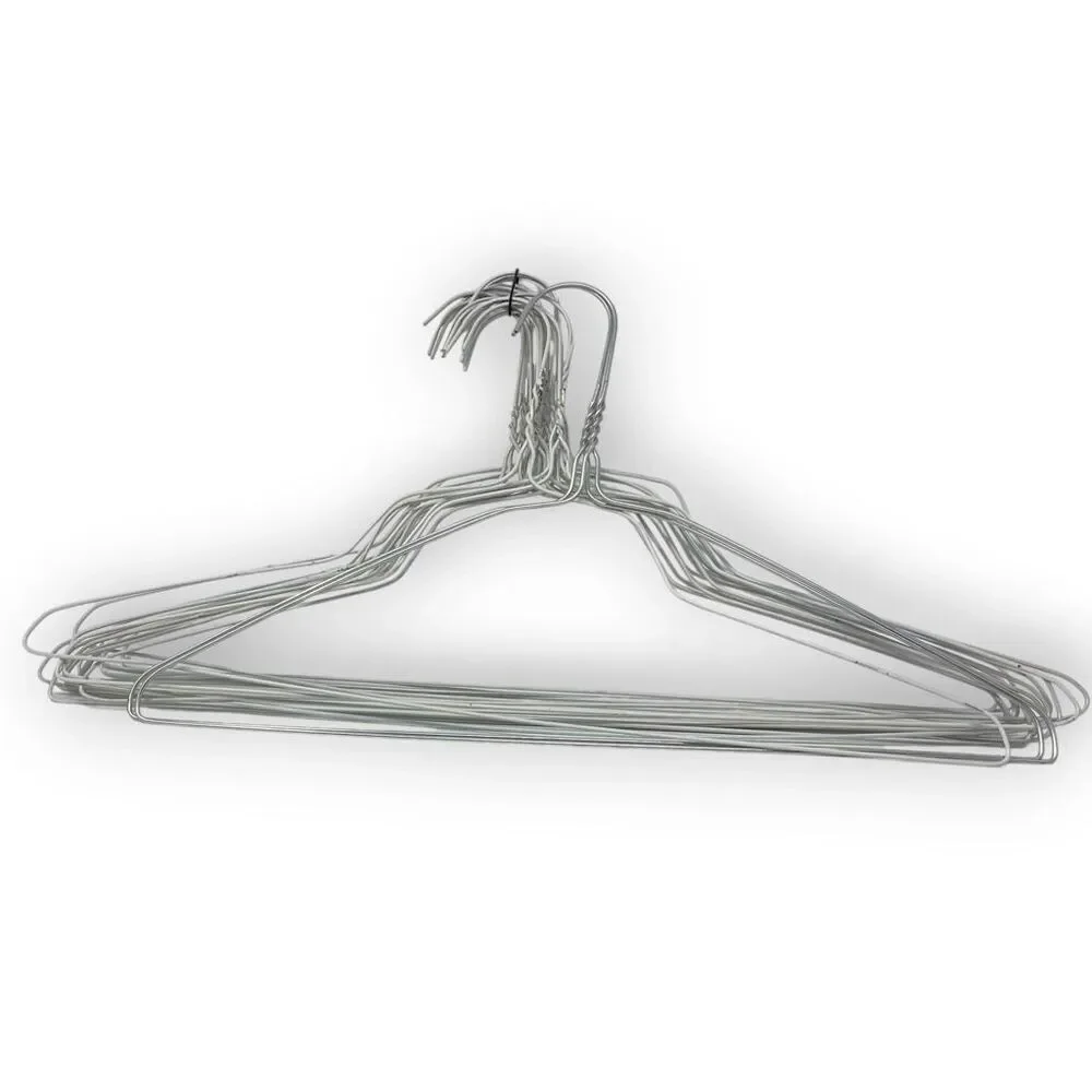 White Silver Lot Vintage Wire Metal Clothes Clothing Hangers Dresses Shirts MCM
